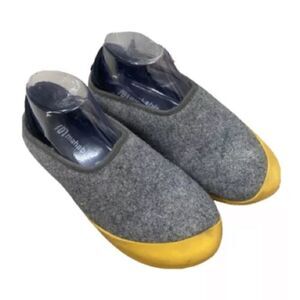 Mahabis Classic Wool Slipper Gray Yellow Removable Sole Women 6.5